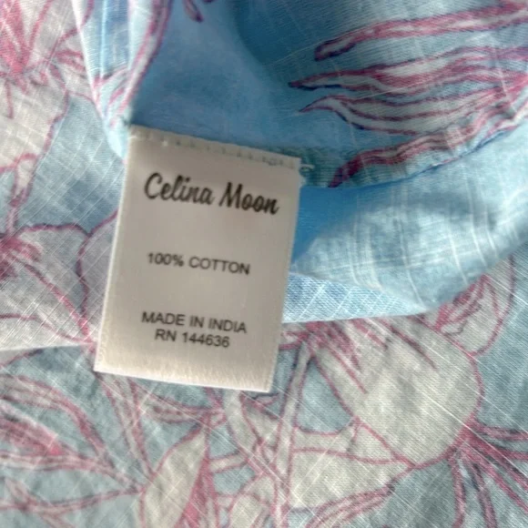 Celina Moon Multi Clover Long Blouson Sleeve Floral Tunic Mini Dress Sz XS - Picture 11 of 13